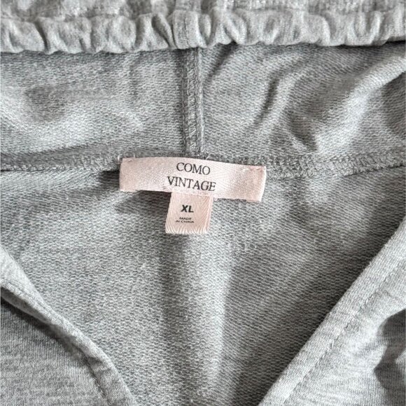 Como‎ Vintage Womens XL Gray 3/4 Sleeve Hooded Vneck Pullover Sweatshirt Blouse - Picture 4 of 4